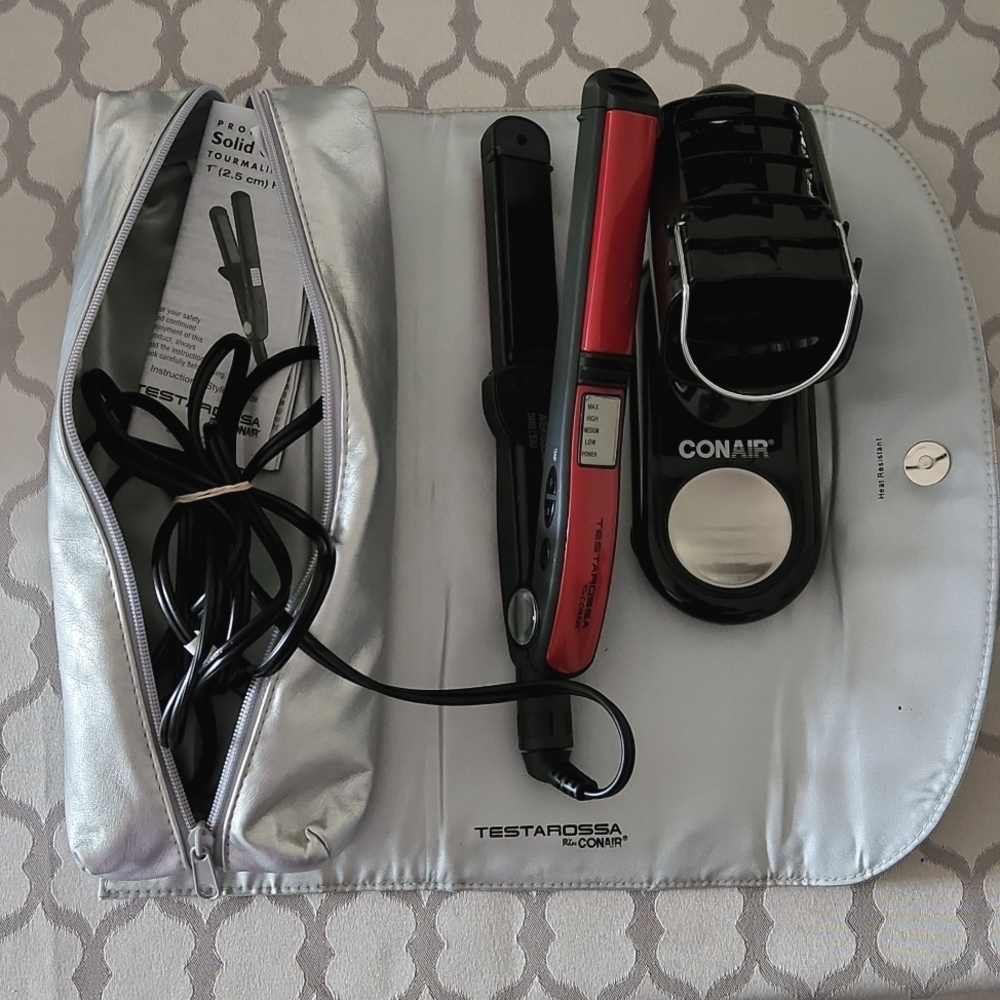 LED Conair 1" Solid Ceramic Flat Iron w/accessories